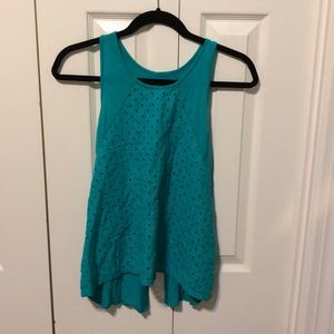 American Eagle Turquoise Eyelet Tank Top